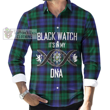 Black Watch Modern Tartan Long Sleeve Button Shirt with Family Crest DNA In Me Style