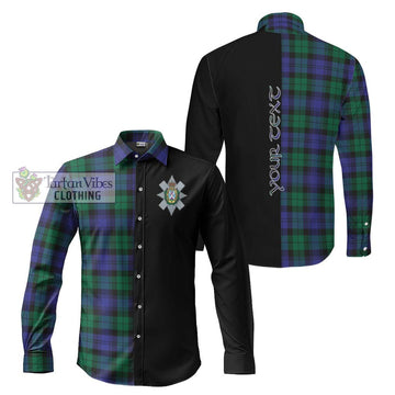 Black Watch Modern Tartan Long Sleeve Button Shirt with Family Crest and Half Of Me Style