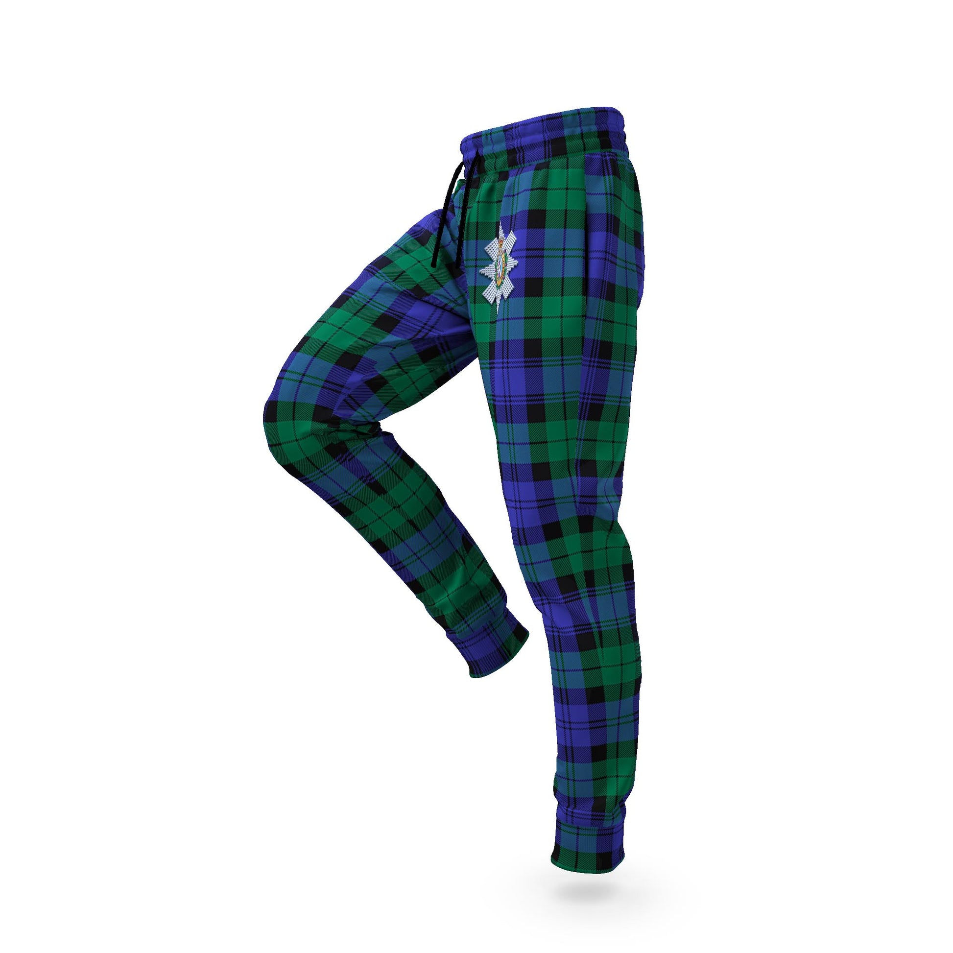 Black Watch Modern Tartan Joggers Pants with Family Crest S - Tartan Vibes Clothing