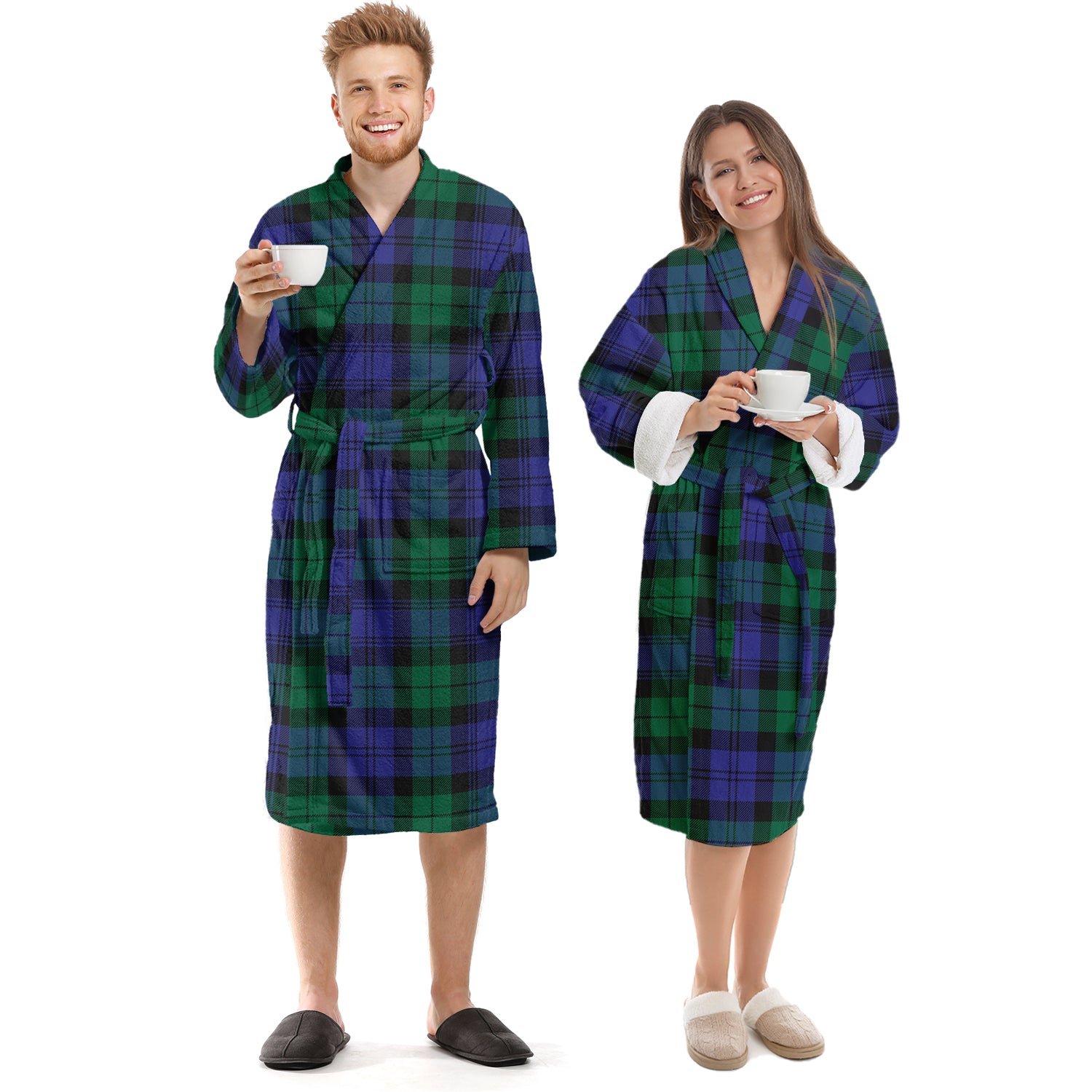 Black Watch Modern Tartan Bathrobe Unisex S - Tartan Vibes Clothing