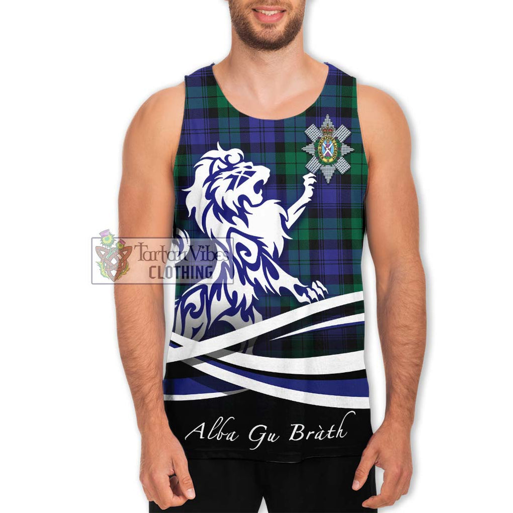 Black Watch Modern Tartan Men's Tank Top with Alba Gu Brath Regal Lion Emblem Men - Tartanvibesclothing Shop