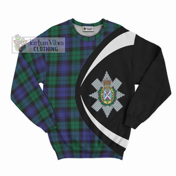 Black Watch Modern Tartan Sweatshirt with Family Crest Circle Style