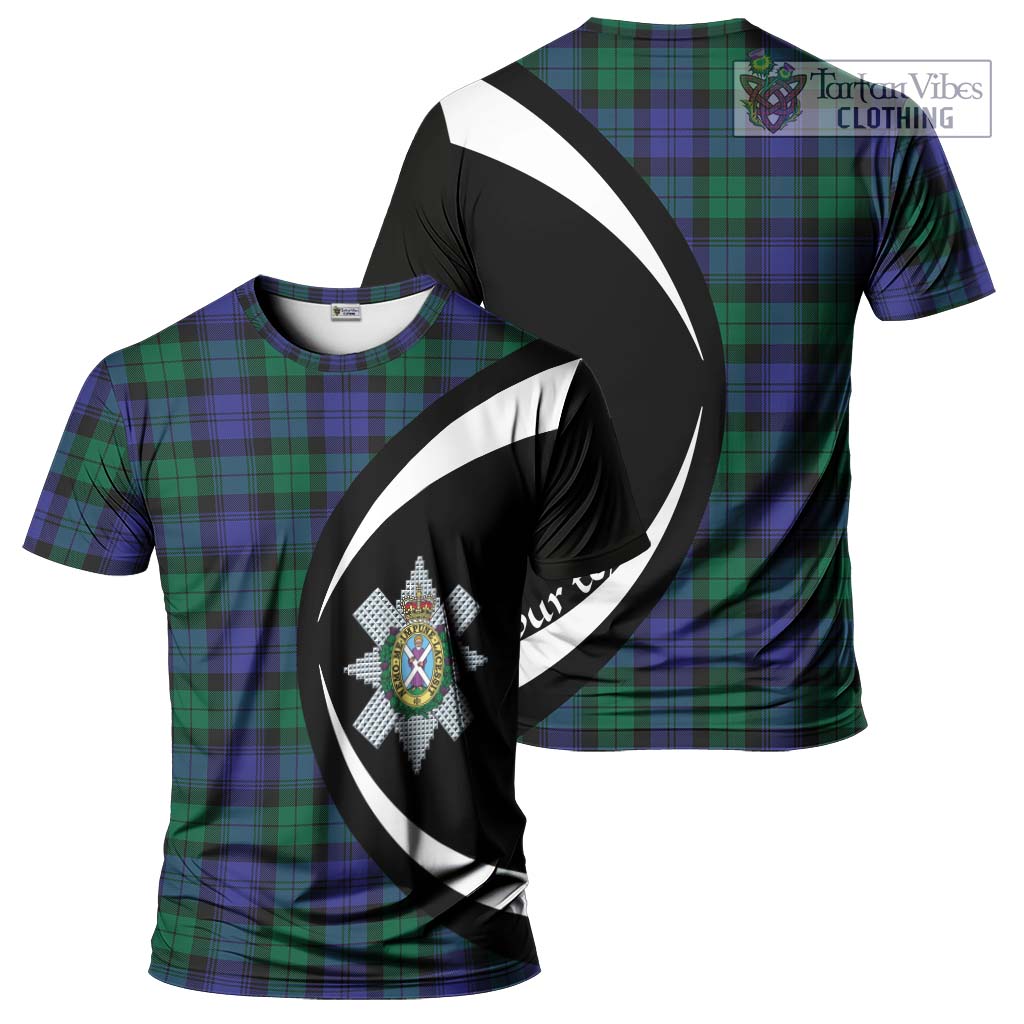 Tartan Vibes Clothing Black Watch Modern Tartan T-Shirt with Family Crest Circle Style