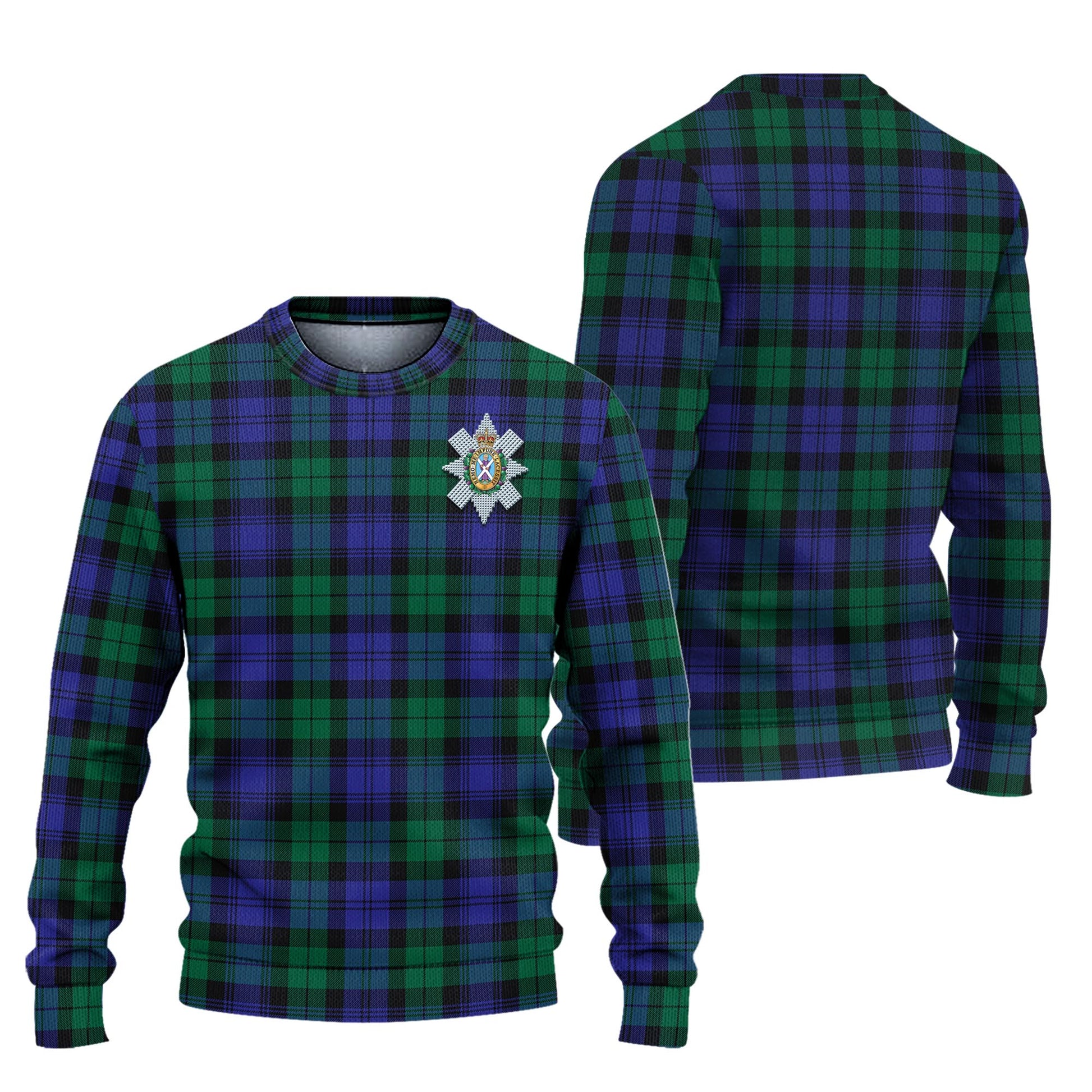 Black Watch Modern Tartan Knitted Sweater with Family Crest Unisex - Tartanvibesclothing