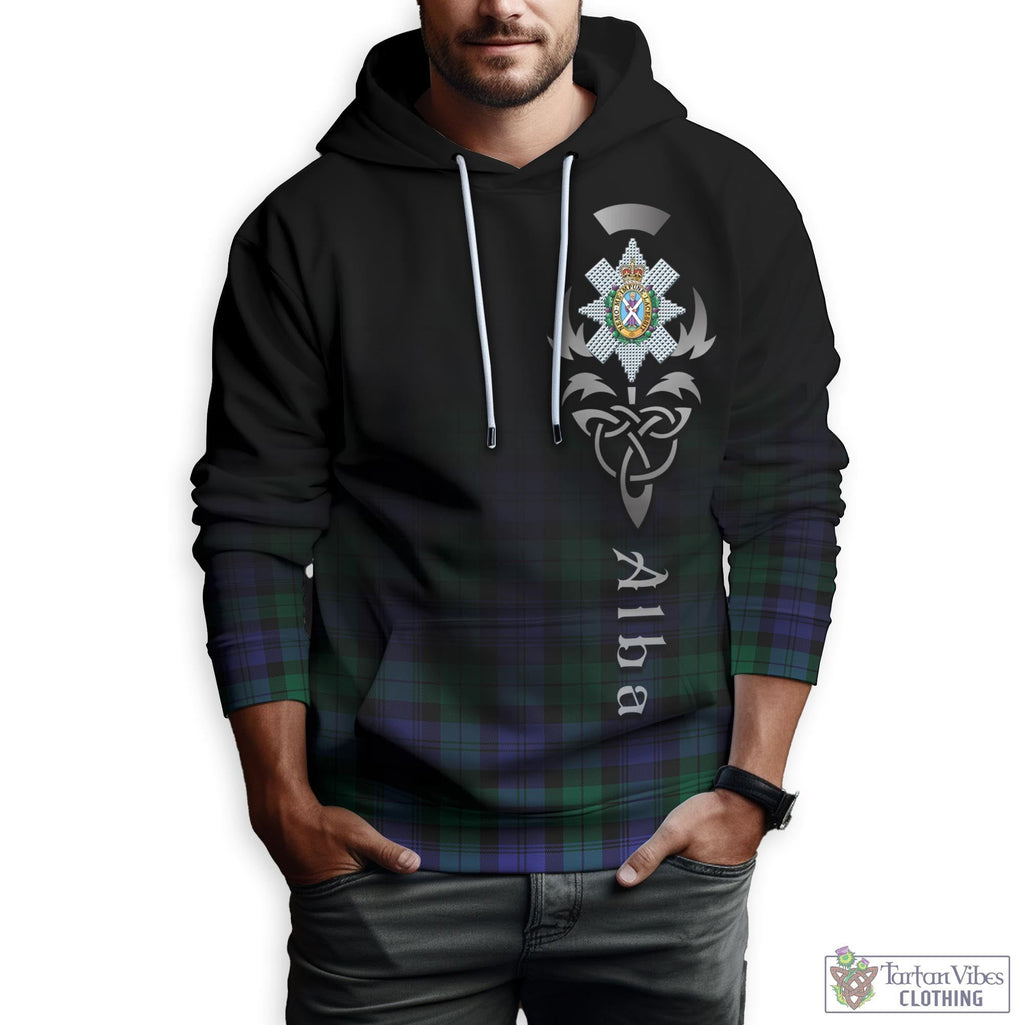 Tartan Vibes Clothing Black Watch Modern Tartan Hoodie Featuring Alba Gu Brath Family Crest Celtic Inspired