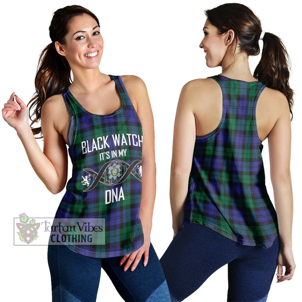 Black Watch Modern Tartan Women's Racerback Tanks with Family Crest DNA In Me Style 4XL - Tartanvibesclothing Shop