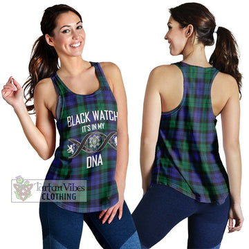 Black Watch Modern Tartan Women's Racerback Tanks with Family Crest DNA In Me Style