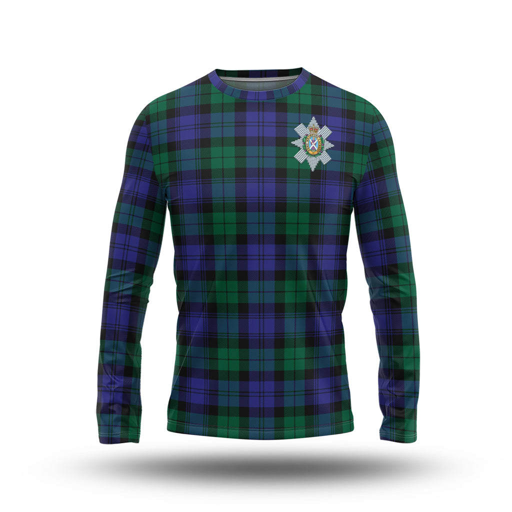 Black Watch Modern Tartan Long Sleeve T-Shirt with Family Crest - Tartanvibesclothing