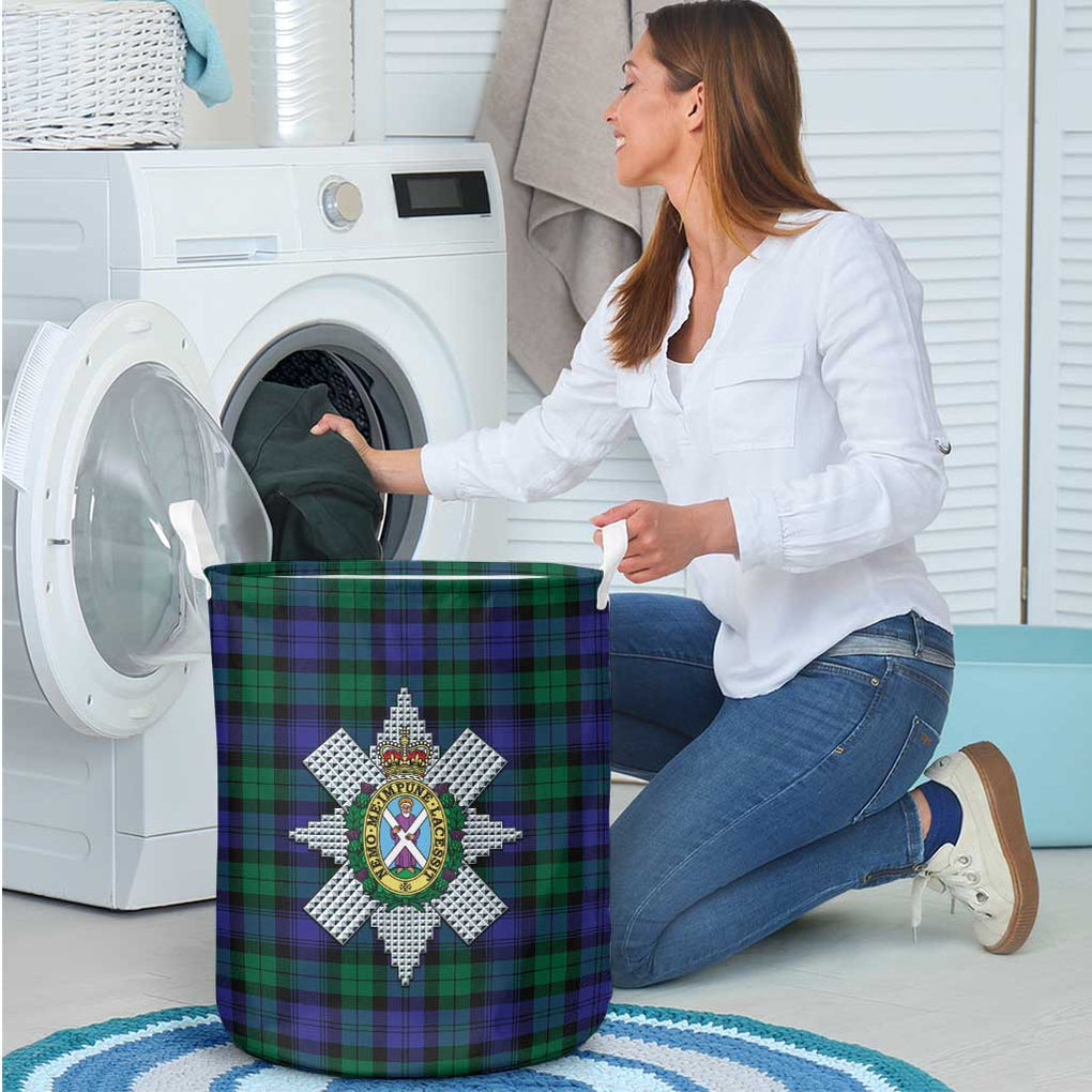 Black Watch Modern Tartan Laundry Basket with Family Crest - Tartanvibesclothing Shop