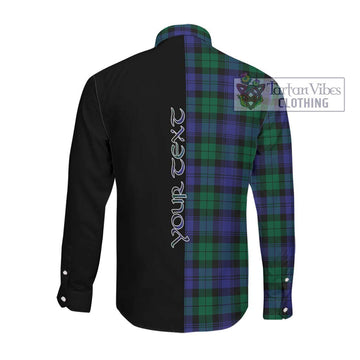 Black Watch Modern Tartan Long Sleeve Button Shirt with Family Crest and Half Of Me Style