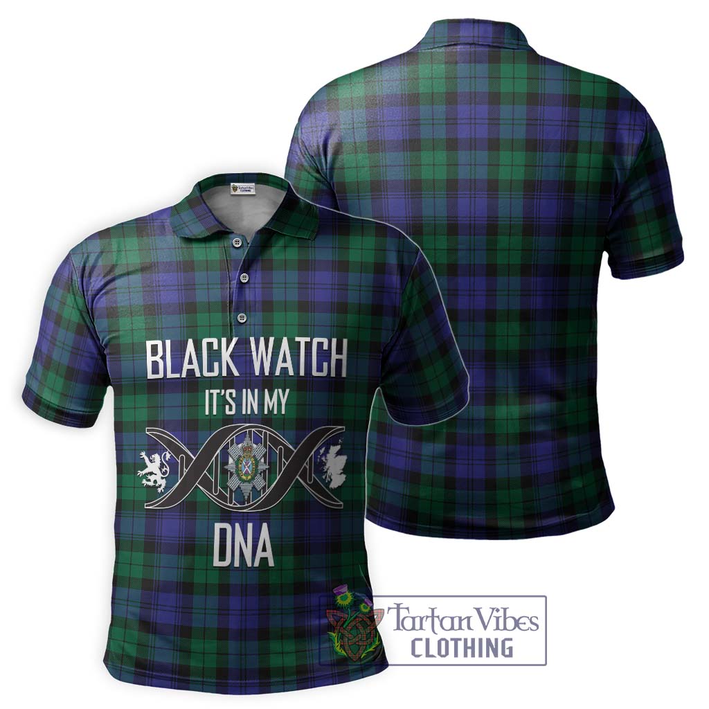 Black Watch Modern Tartan Polo Shirt with Family Crest DNA In Me Style - Tartanvibesclothing Shop