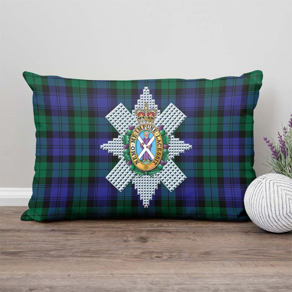 Black Watch Modern Tartan Pillow Cover with Family Crest Rectangle Pillow Cover - Tartanvibesclothing