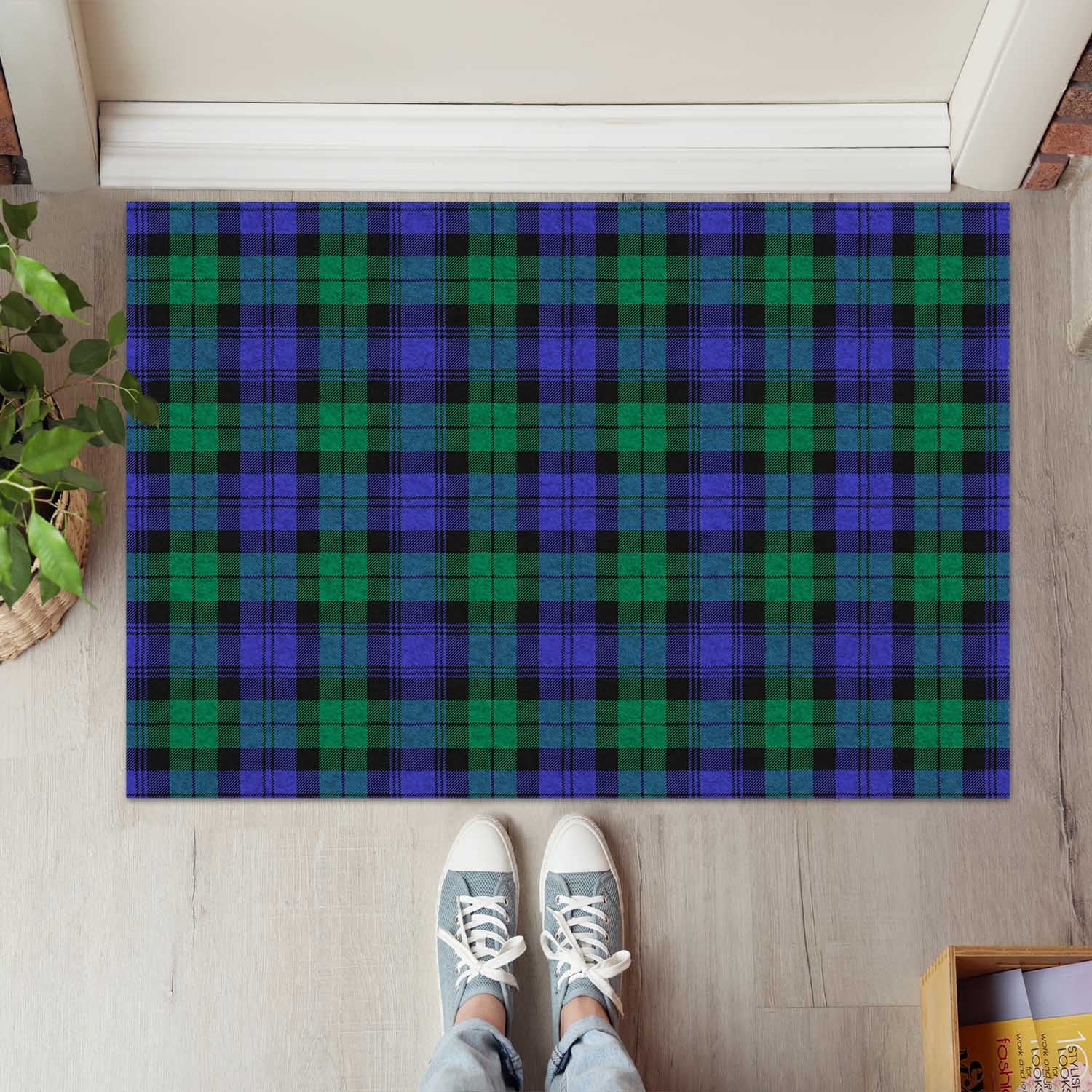 Black Watch Modern Tartan Door Mat - Tartanvibesclothing