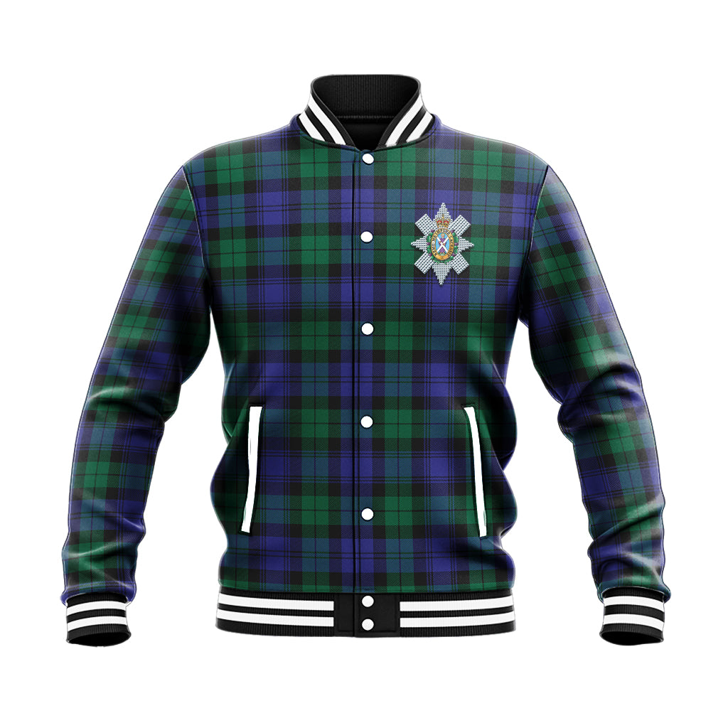 Black Watch Modern Tartan Baseball Jacket with Family Crest - Tartan Vibes Clothing