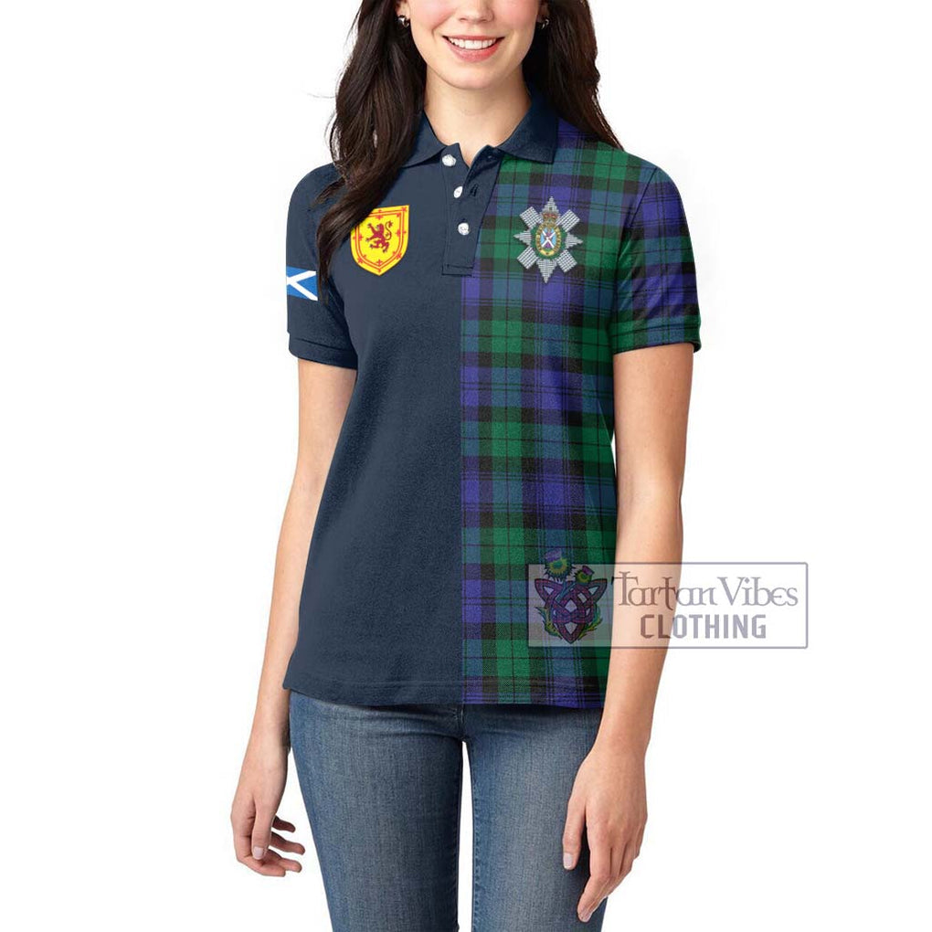 Tartan Vibes Clothing Black Watch Modern Tartan Women's Polo Shirt with Scottish Lion Royal Arm Half Style