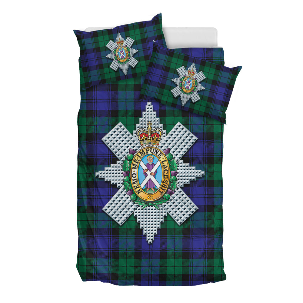 Black Watch Modern Tartan Bedding Set with Family Crest - Tartan Vibes Clothing