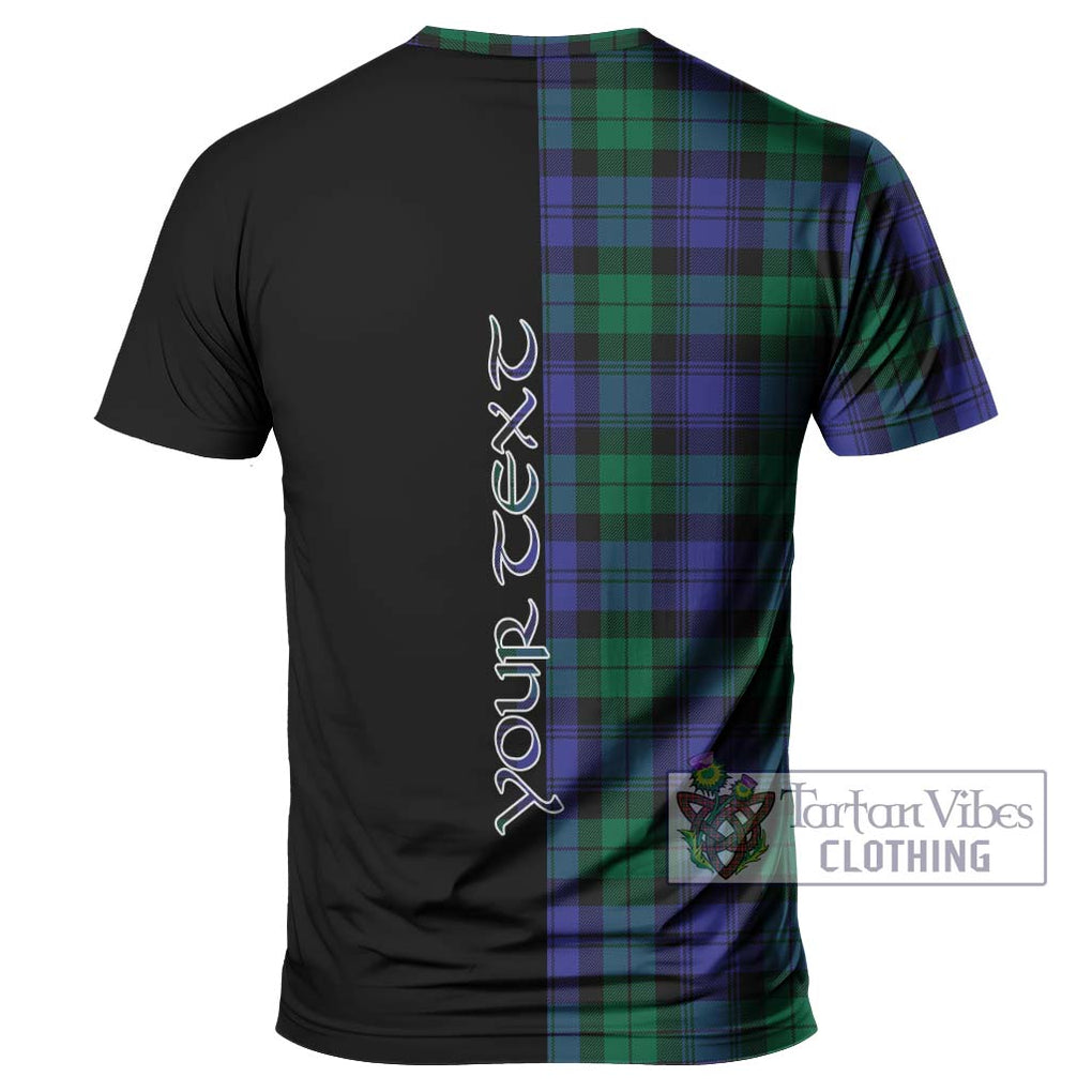 Black Watch Modern Tartan T-Shirt with Family Crest and Half Of Me Style - Tartanvibesclothing Shop