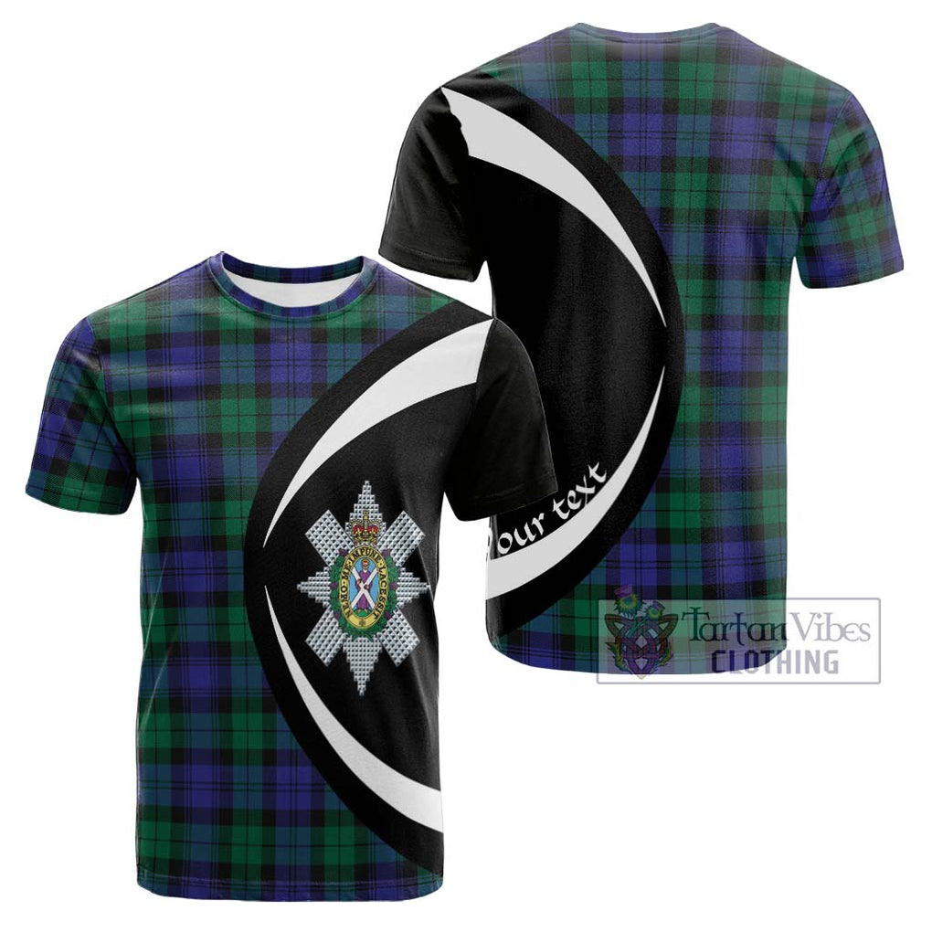 Tartan Vibes Clothing Black Watch Modern Tartan Cotton T-shirt with Family Crest Circle Style