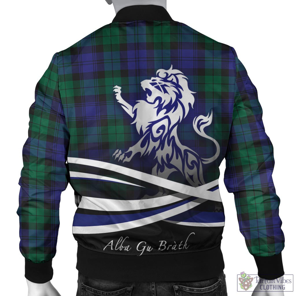 Tartan Vibes Clothing Black Watch Modern Tartan Bomber Jacket with Alba Gu Brath Regal Lion Emblem