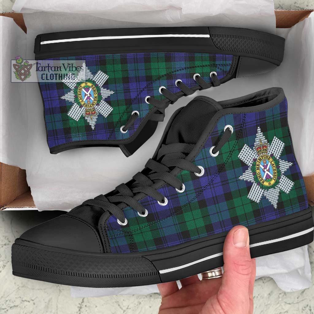 Tartan Vibes Clothing Black Watch Modern Tartan High Top Shoes with Family Crest