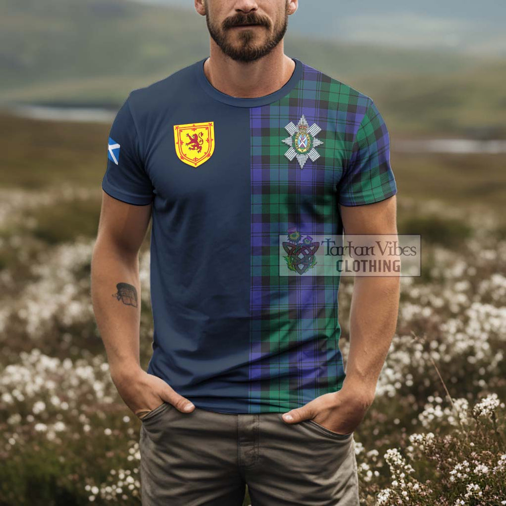 Tartan Vibes Clothing Black Watch Modern Tartan T-Shirt Alba with Scottish Lion Royal Arm Half Style