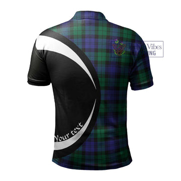 Black Watch Modern Tartan Men's Polo Shirt with Family Crest Circle Style