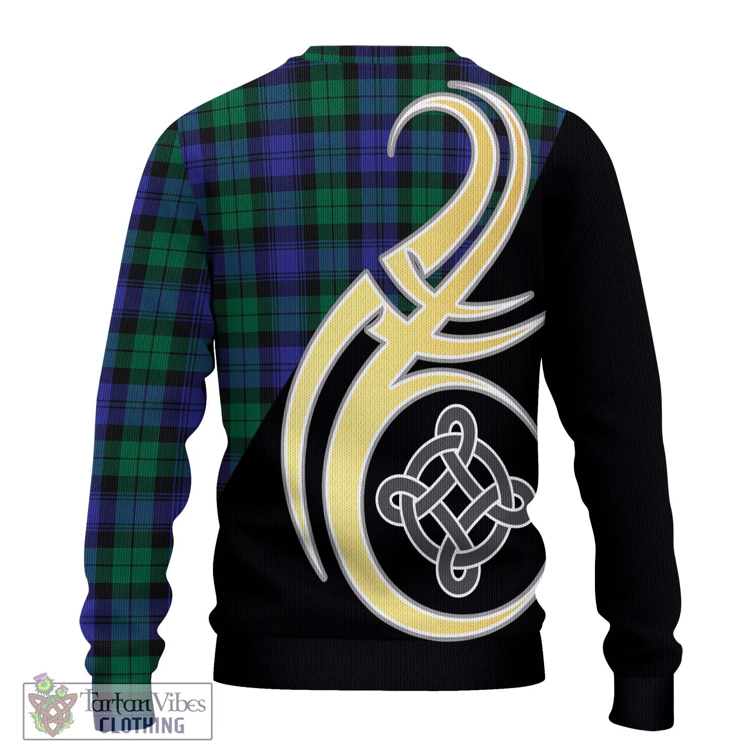 Black Watch Modern Tartan Knitted Sweater with Family Crest and Celtic Symbol Style - Tartan Vibes Clothing