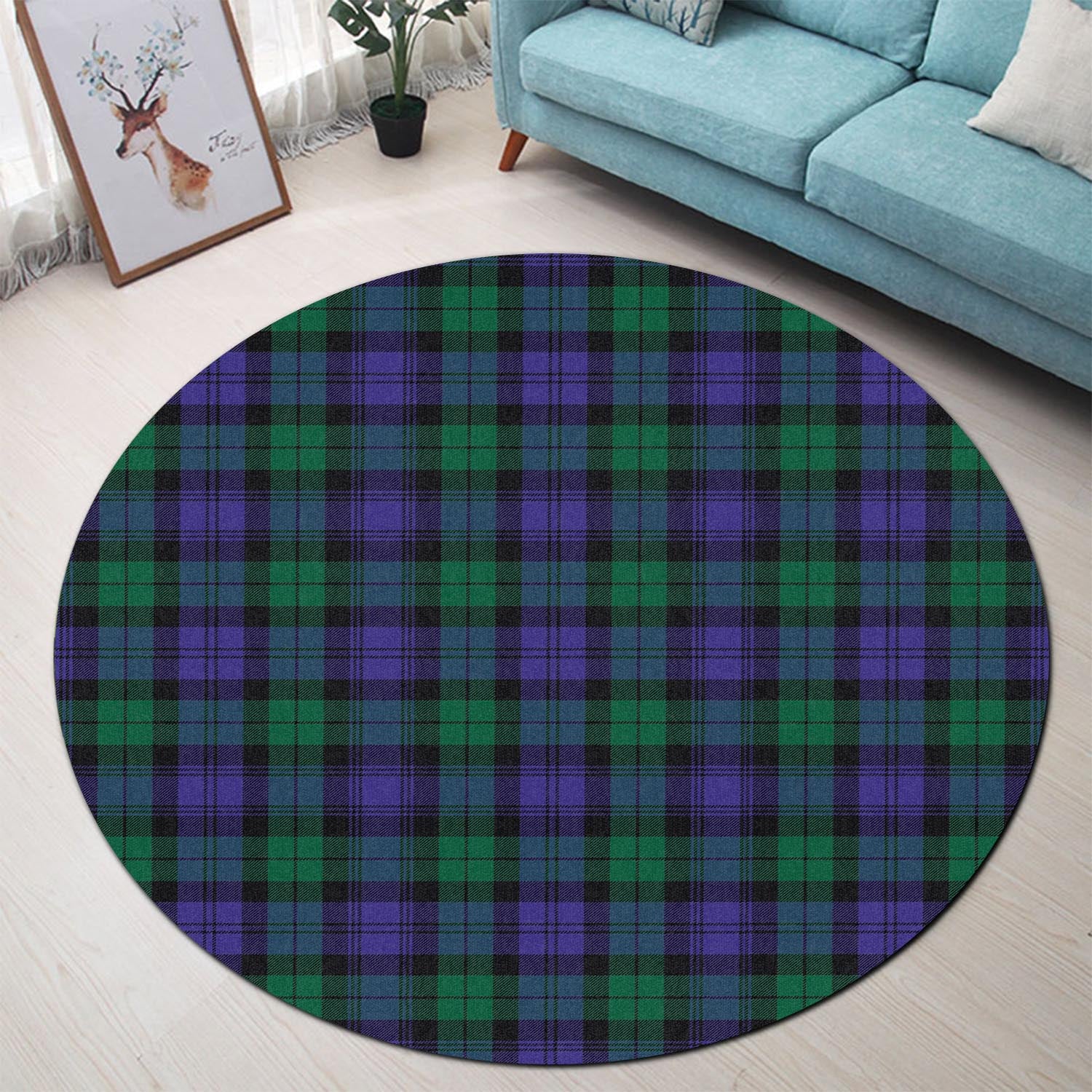 Black Watch Modern Tartan Round Rug - Tartanvibesclothing