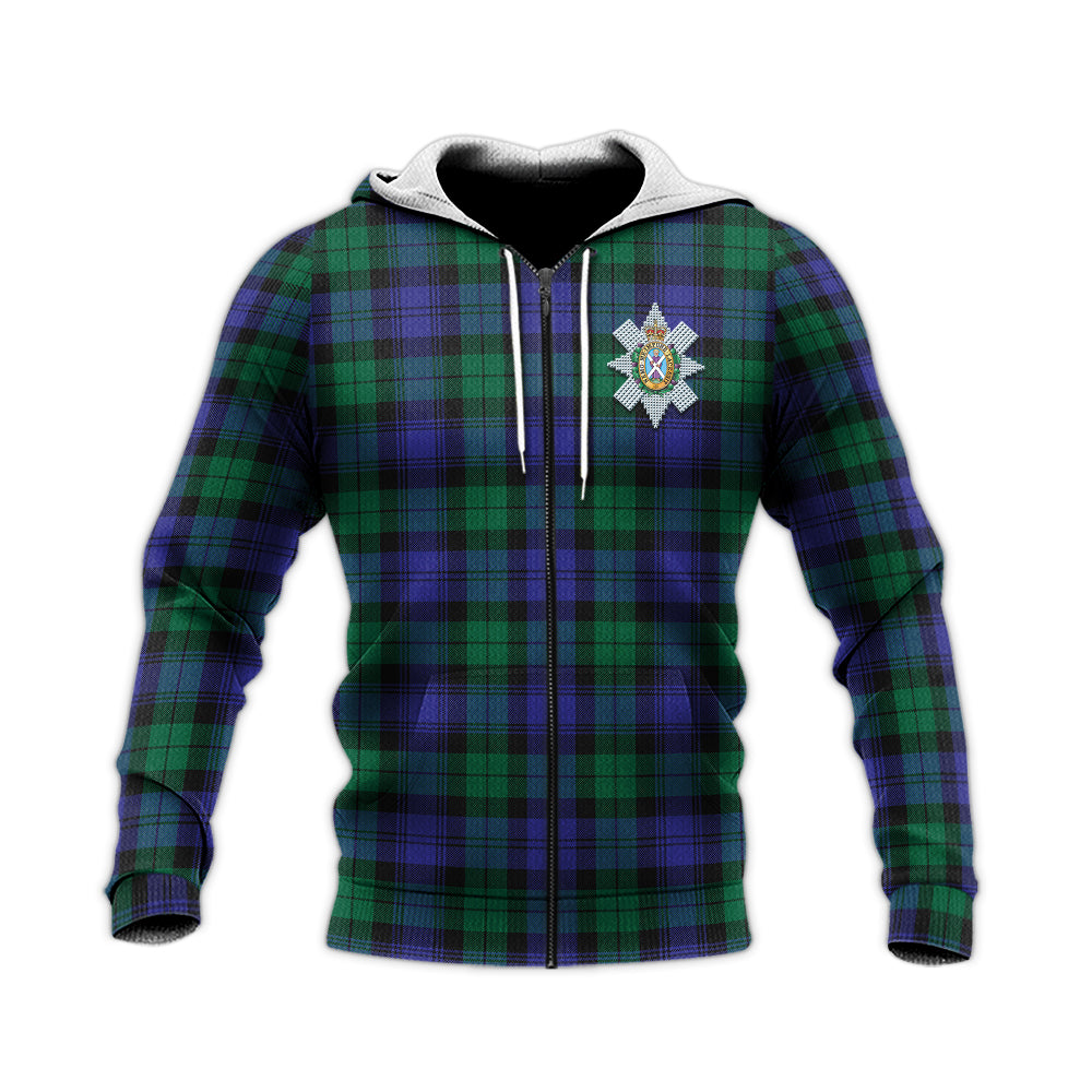 Black Watch Modern Tartan Knitted Hoodie with Family Crest Unisex Knitted Zip Hoodie - Tartanvibesclothing