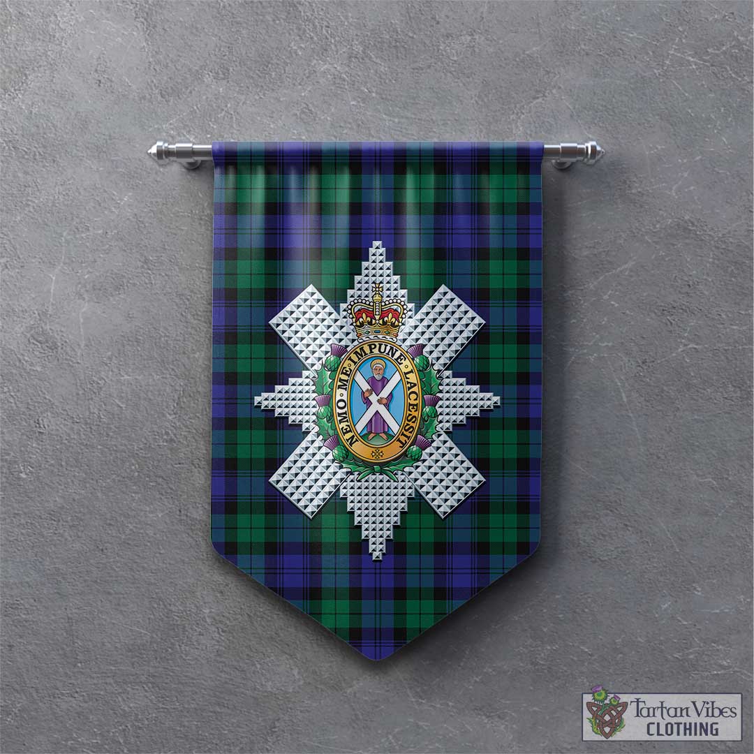 Tartan Vibes Clothing Black Watch Modern Tartan Gonfalon, Tartan Banner with Family Crest