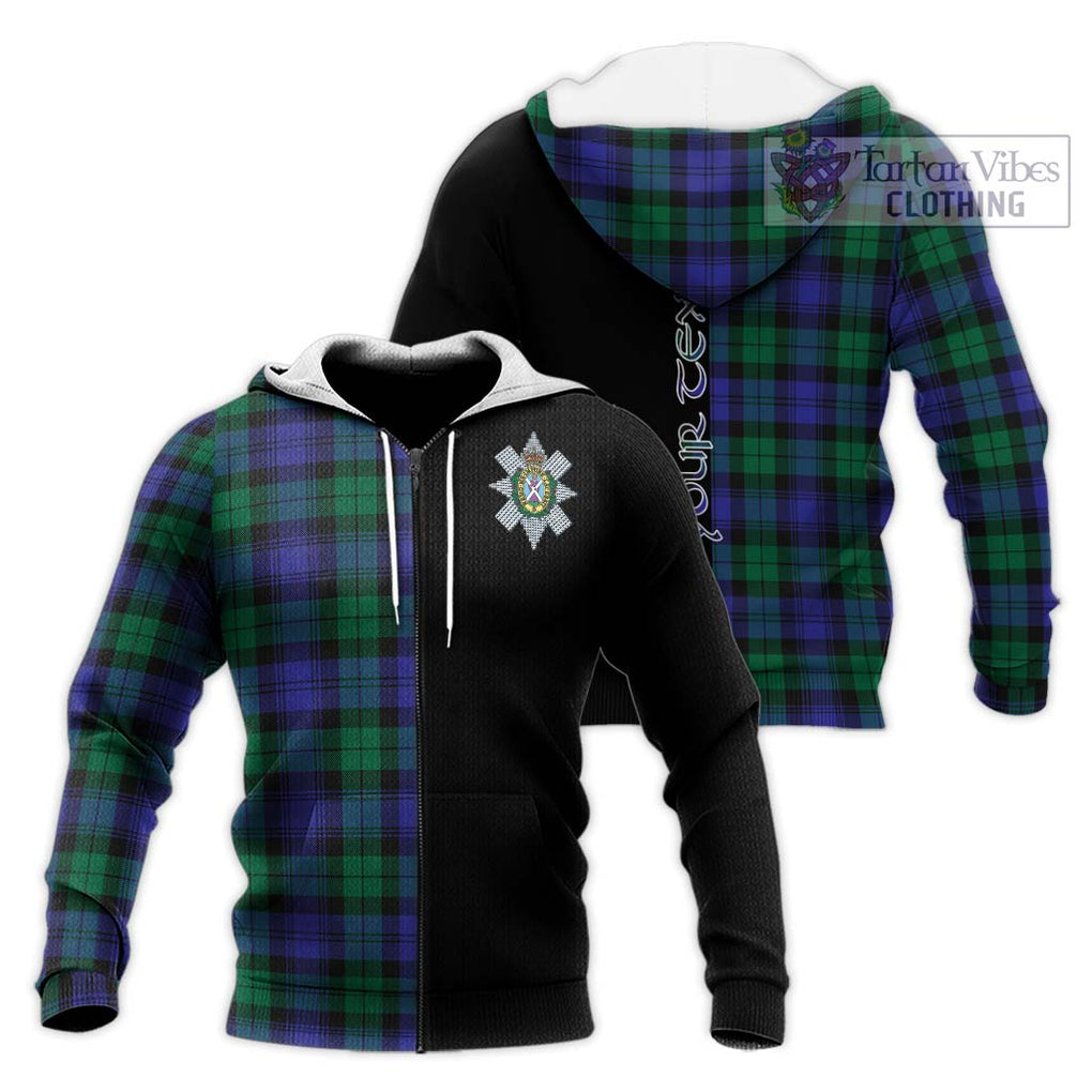 Black Watch Modern Tartan Knitted Hoodie with Family Crest and Half Of Me Style Unisex Knitted Zip Hoodie - Tartanvibesclothing Shop