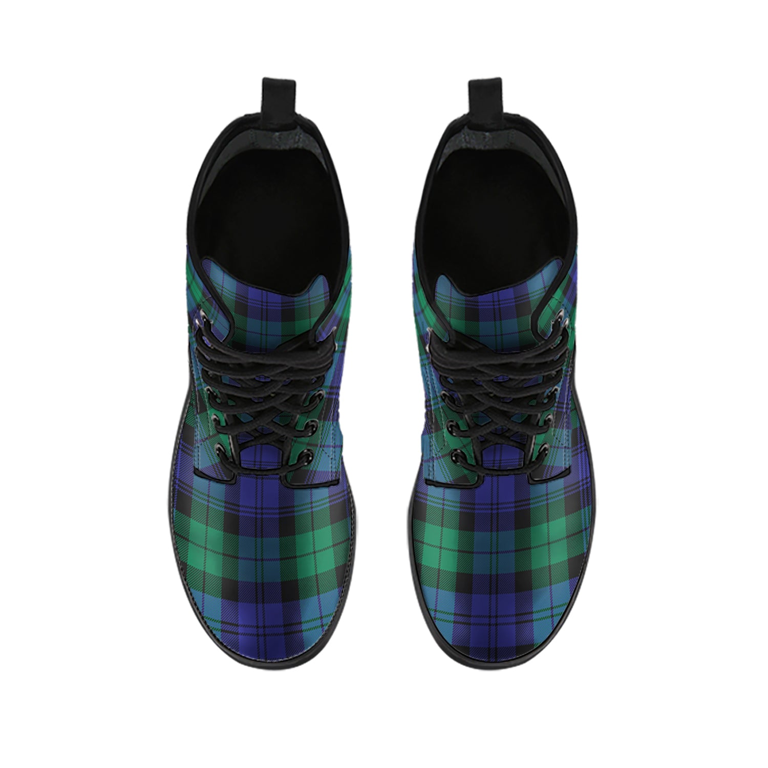 Black Watch Modern Tartan Leather Boots - Tartanvibesclothing