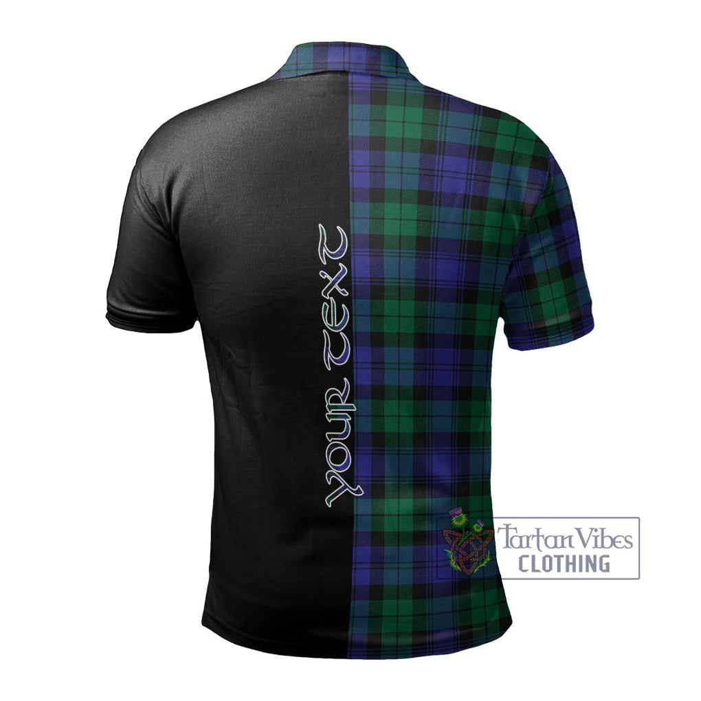 Black Watch Modern Tartan Polo Shirt with Family Crest and Half Of Me Style - Tartanvibesclothing Shop