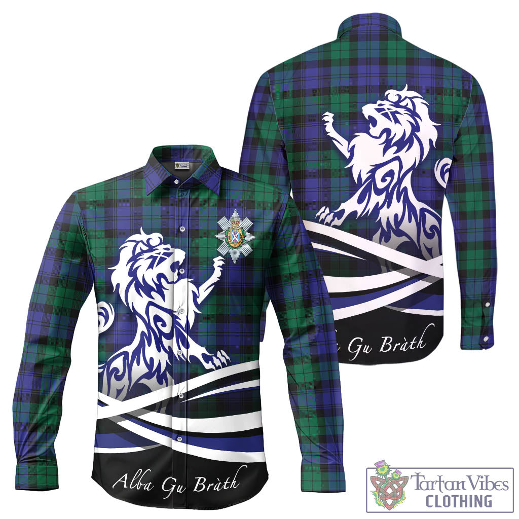 black-watch-modern-tartan-long-sleeve-button-up-shirt-with-alba-gu-brath-regal-lion-emblem