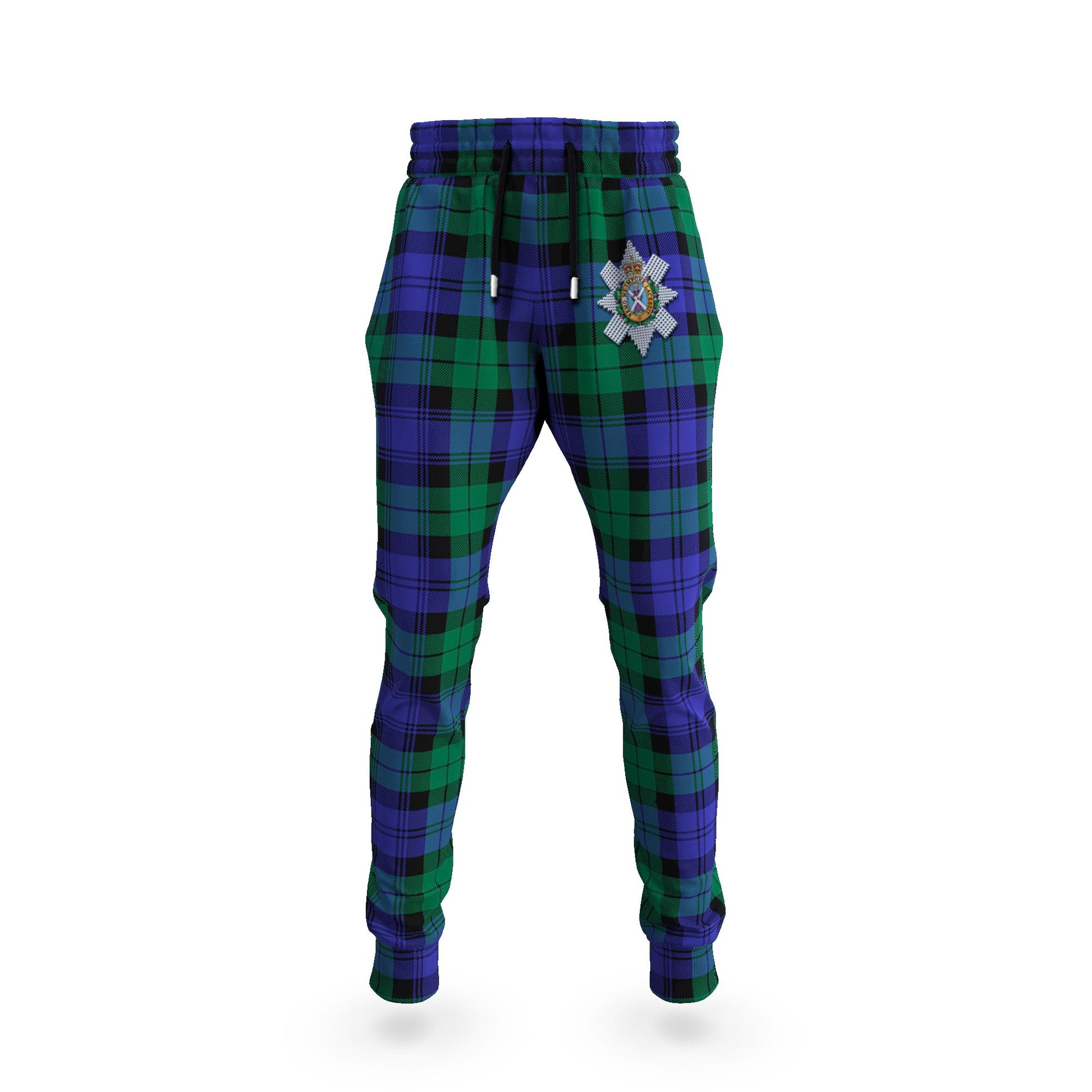 Black Watch Modern Tartan Joggers Pants with Family Crest 5XL - Tartan Vibes Clothing