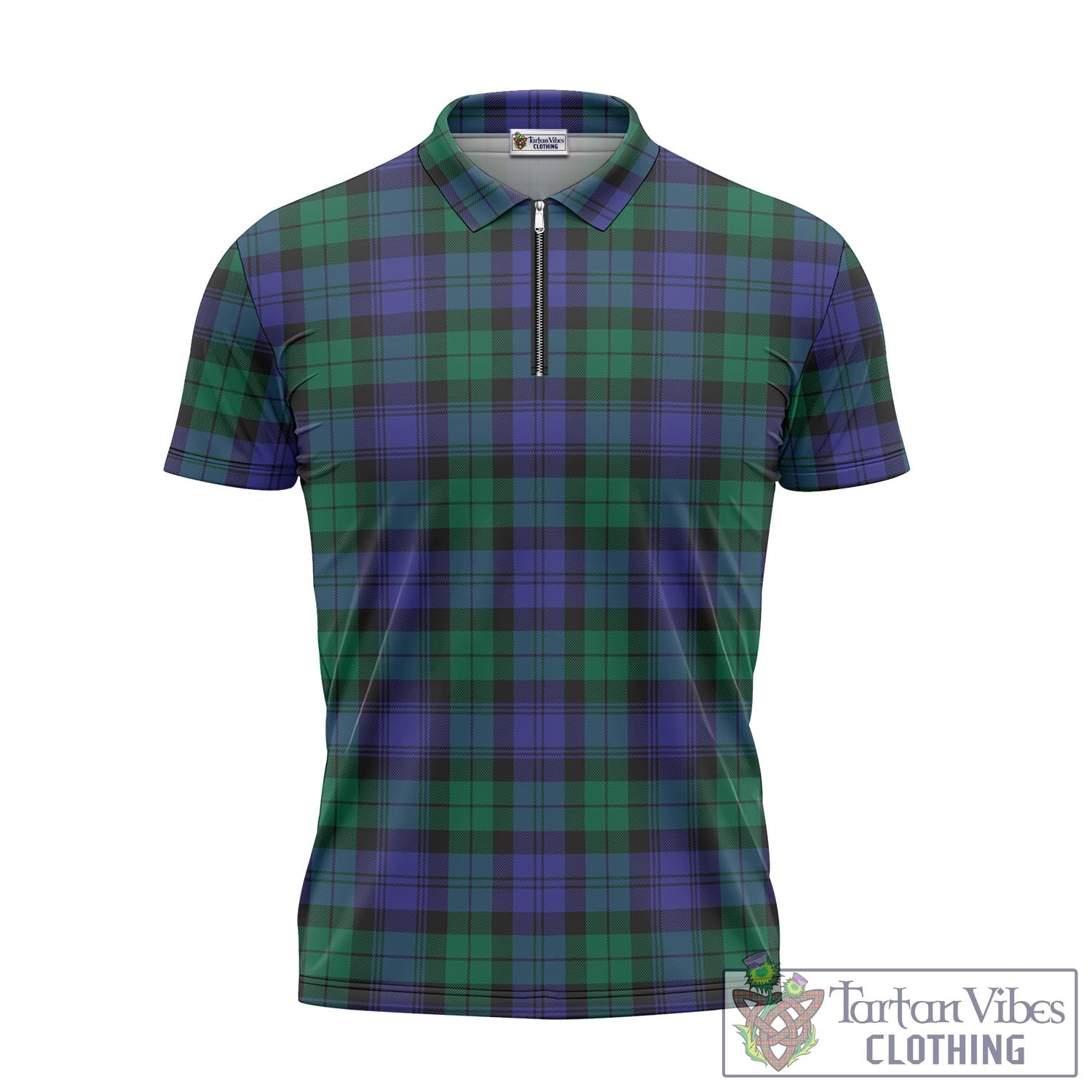 Tartan Vibes Clothing Black Watch Modern Tartan Zipper Polo Shirt