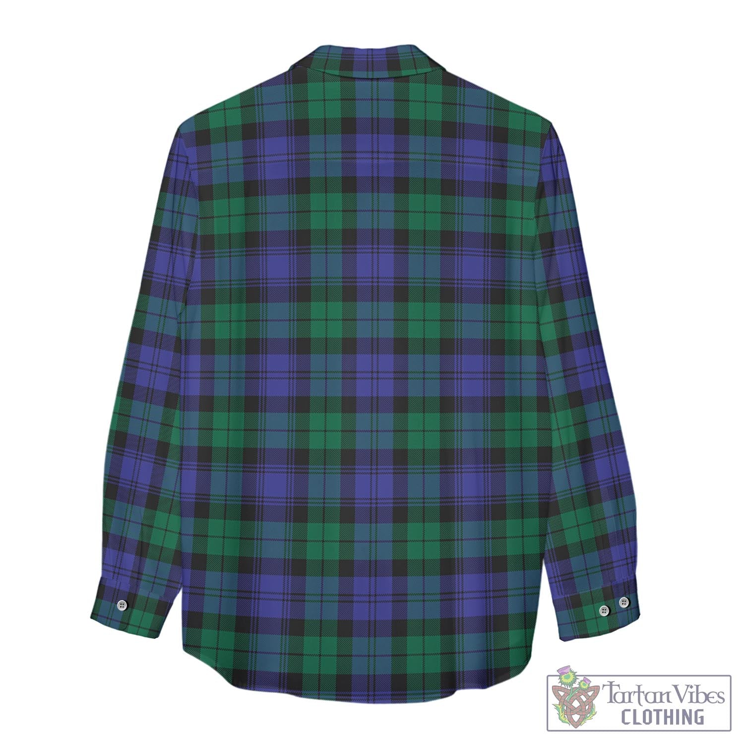 Tartan Vibes Clothing Black Watch Modern Tartan Womens Casual Shirt with Family Crest