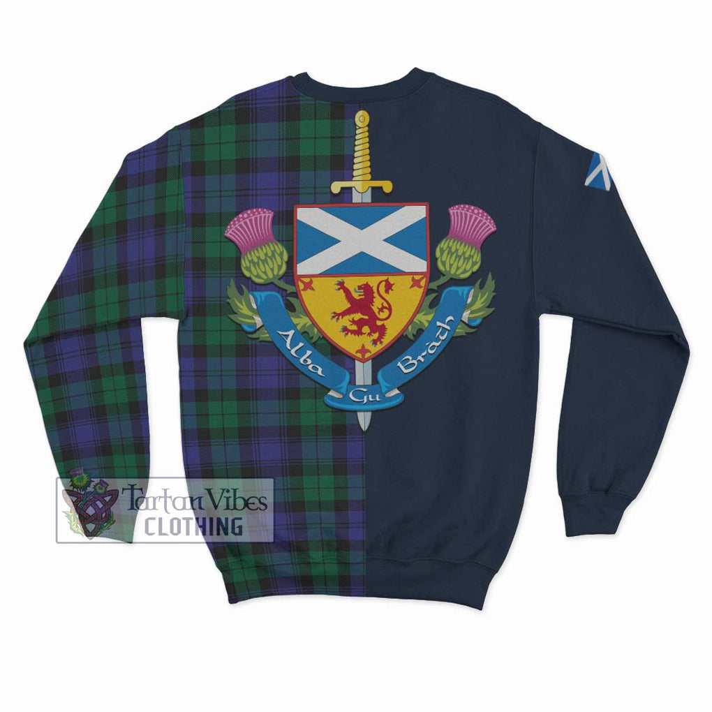 Tartan Vibes Clothing Black Watch Modern Tartan Sweatshirt with Scottish Lion Royal Arm Half Style