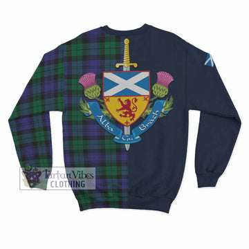 Black Watch Modern Tartan Sweatshirt Alba with Scottish Lion Royal Arm Half Style