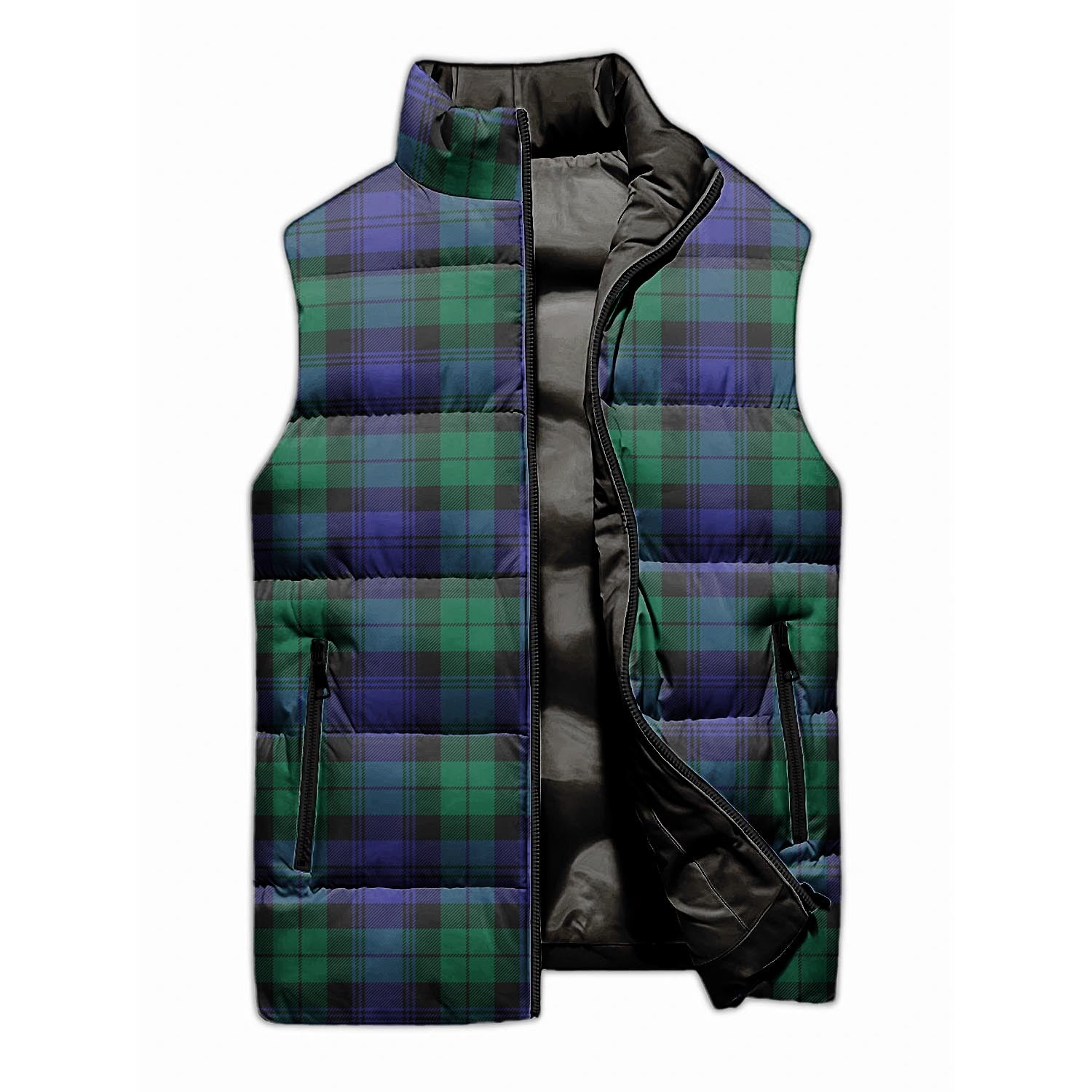 Black Watch Modern Tartan Sleeveless Puffer Jacket - Tartanvibesclothing