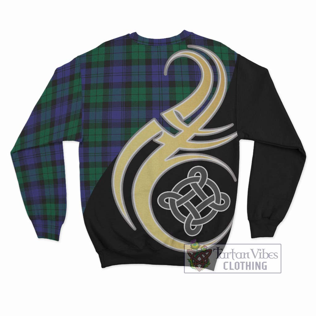 Black Watch Modern Tartan Sweatshirt with Family Crest and Celtic Symbol Style - Tartan Vibes Clothing