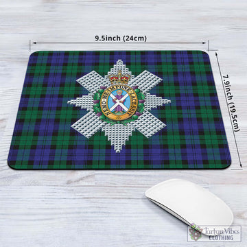 Black Watch Modern Tartan Mouse Pad with Family Crest