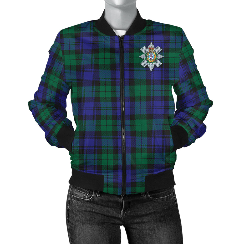 Black Watch Modern Tartan Bomber Jacket with Family Crest - Tartanvibesclothing