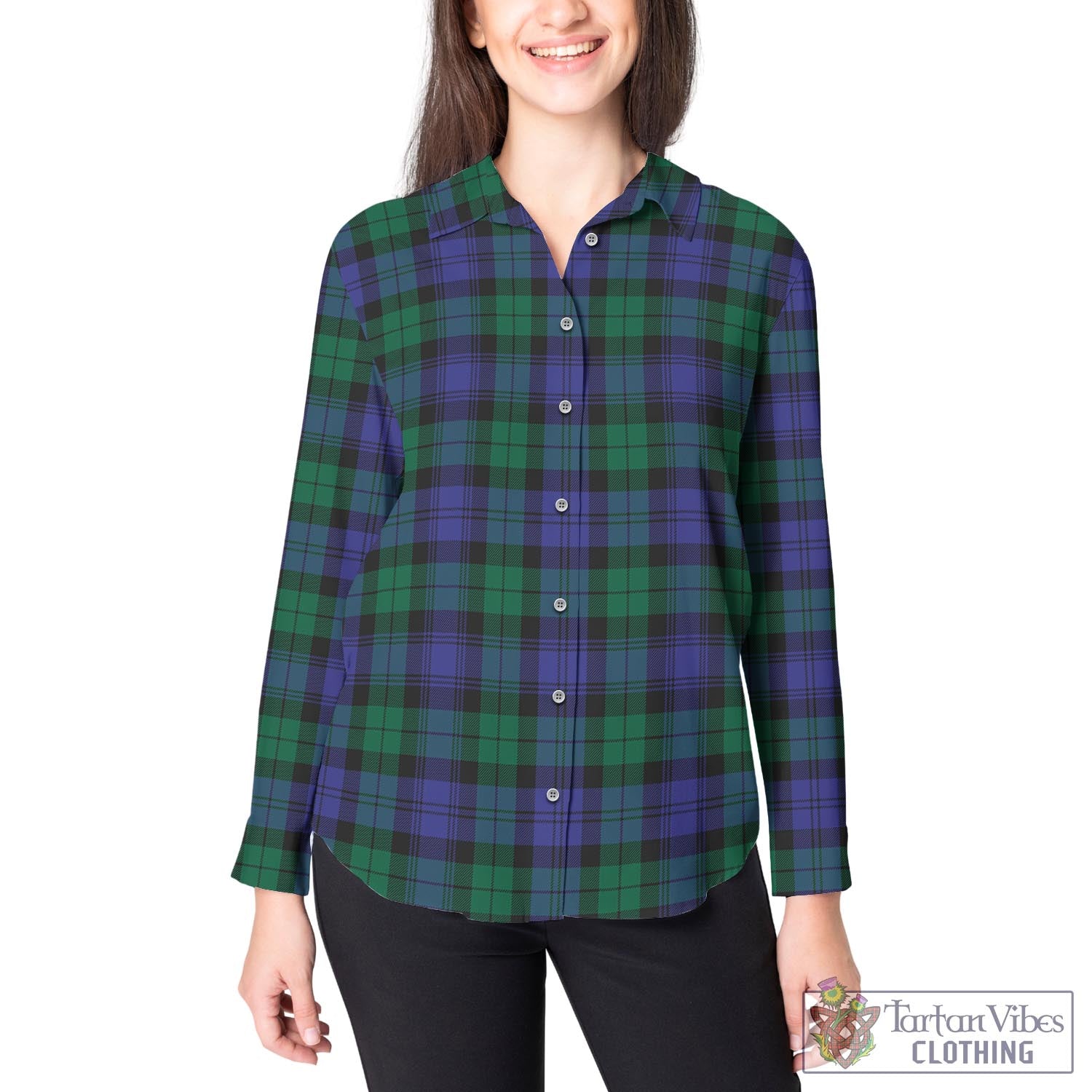 Black Watch Modern Tartan Womens Casual Shirt