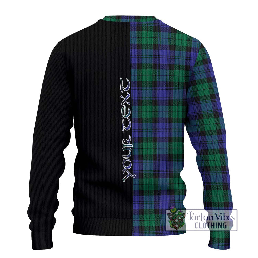 Black Watch Modern Tartan Knitted Sweater with Family Crest and Half Of Me Style - Tartanvibesclothing Shop