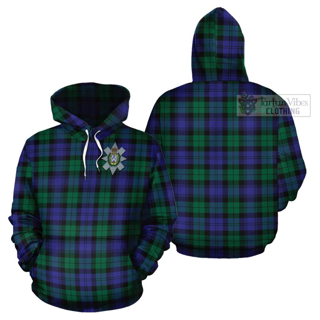 Black Watch Modern Tartan Cotton Hoodie with Family Crest Pullover Hoodie - Tartan Vibes Clothing