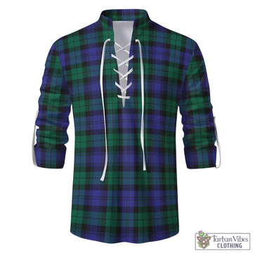 Black Watch Modern Tartan Men's Scottish Traditional Jacobite Ghillie Kilt Shirt