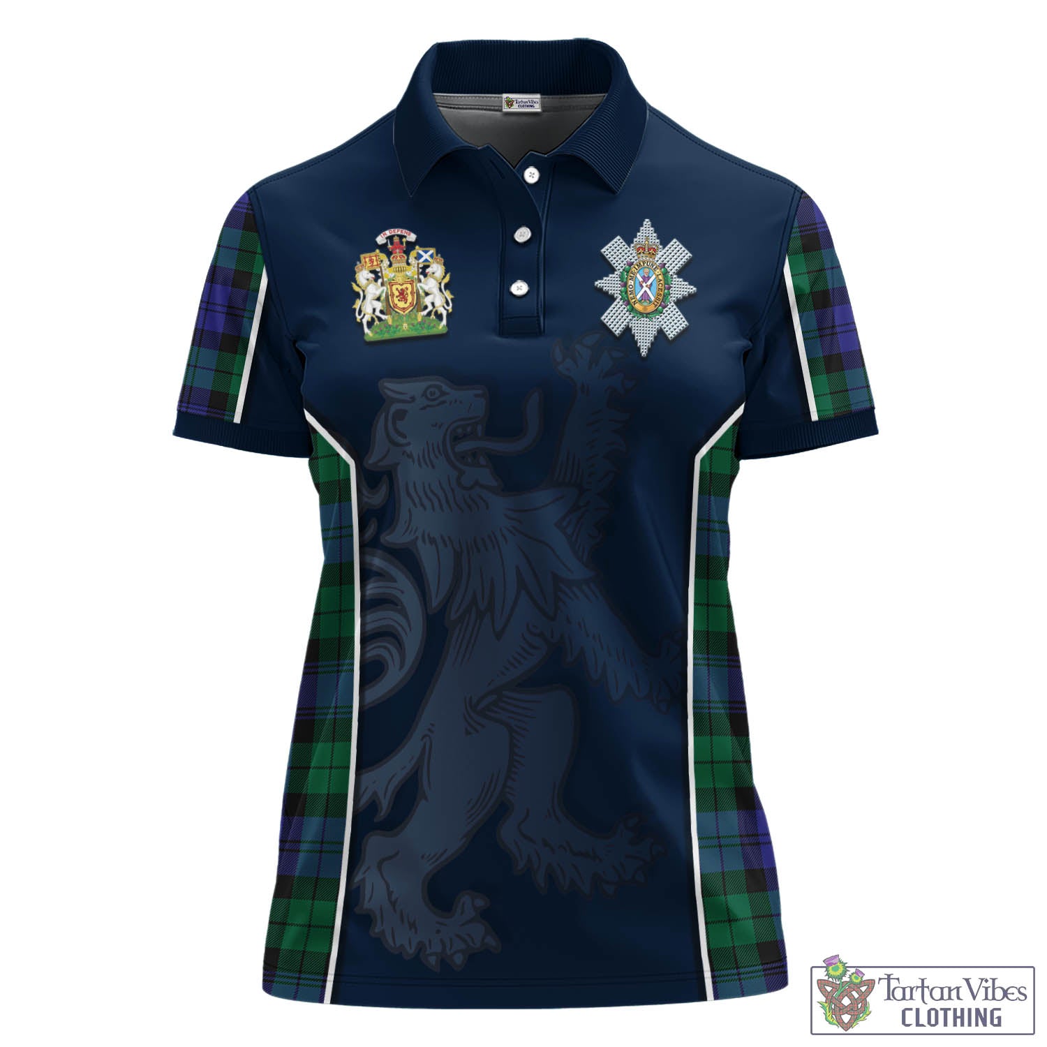 Tartan Vibes Clothing Black Watch Modern Tartan Women's Polo Shirt with Family Crest and Lion Rampant Vibes Sport Style