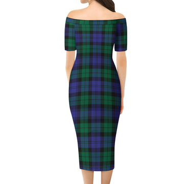 Black Watch Modern Tartan Off Shoulder Lady Dress