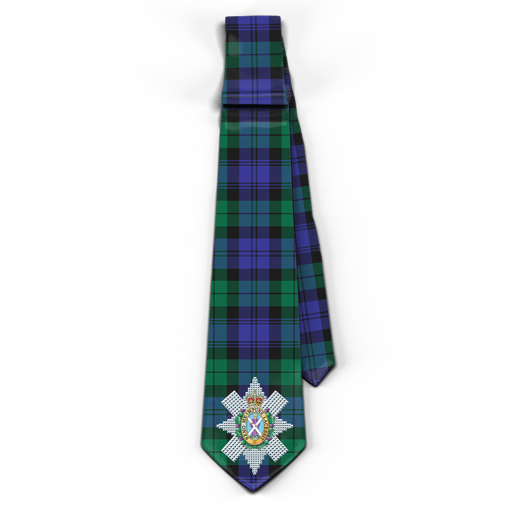 Black Watch Modern Tartan Classic Necktie with Family Crest - Tartan Vibes Clothing